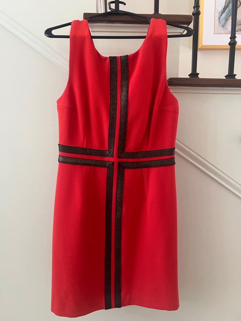 Tracy Reese Red Mini Dress with Bronze Trim 4